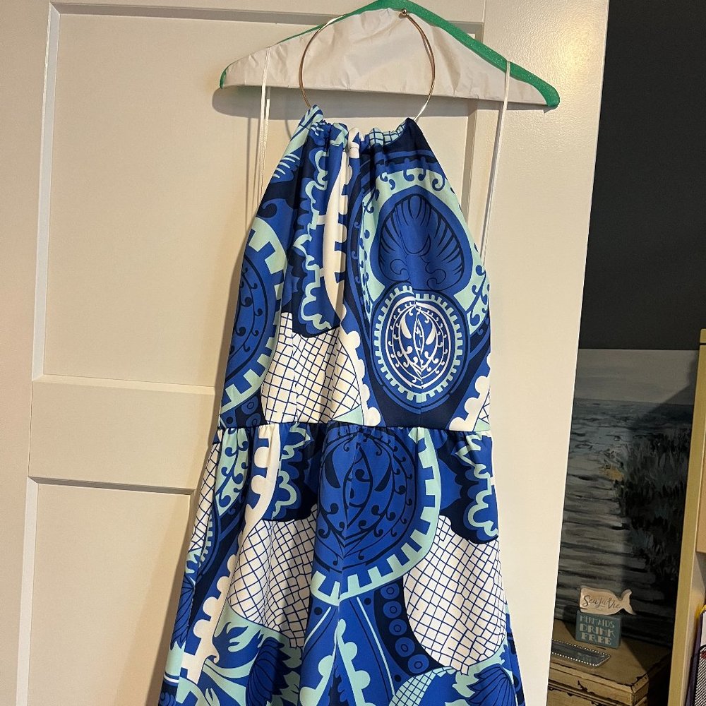 CK Bradley Dress with gold tone neckline. Halter style. Not fitted.